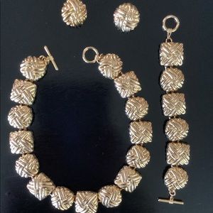 3 set vintage statement piece with clip on earrings, necklace, and bracelet